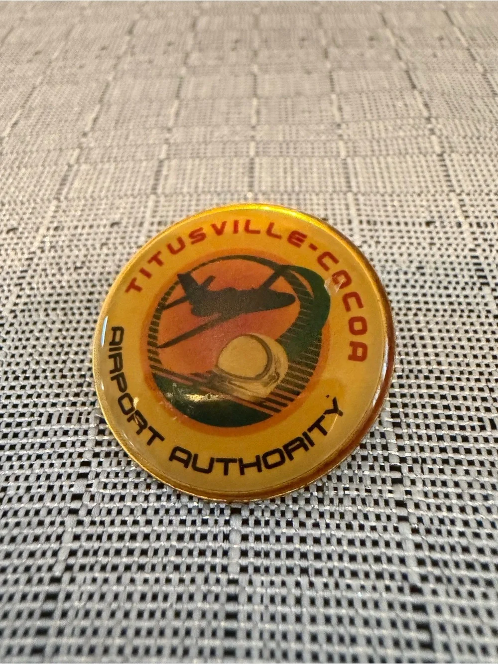 Titusville-Cocoa Airport Authority Vintage Pin - Orange & Yellow